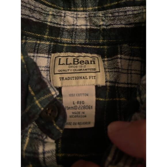 Men's L.L. Bean Button Down Collar Long Sleeve plaid mens Large cotton flannel - Picture 2 of 6